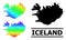 Spectral Colored Gradient Starred Mosaic Map of Iceland Collage