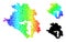 Spectral Colored Gradient Stars Mosaic Map of Krasnodarskiy Kray Collage