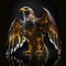 Spectral eagle with open wings, golden transparent, spirit
