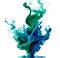 Spectral Harmony, Blue & Green Splashes Embrace Enigmatic Smoke on Clear Canvas - Generative AI