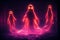 Spectral luminescence Ghostly figures emerge in the eerie glow of neon