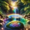 Spectral Serenity: Rainbow Waterfall Oasis