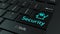 Spectre symbol in light blue on black keyboard enter key cybersecurity concept