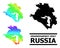 Spectrum Gradient Starred Mosaic Map of Krasnodarskiy Kray Collage