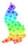 Spectrum Gradiented Christmas Mosaic Liechtenstein Map with Snow Flakes