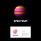 Spectrum logo. Color planet logo. Planet emblems. Beautiful icon on a dark background.