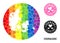 Spectrum Mosaic Stencil Circle Map of Denmark and Love Grunge Seal for LGBT