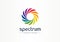 Spectrum, spiral rainbow creative symbol concept. Swirl palette, sunlight mix abstract business logo idea. Colorful