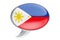 Speech balloon with Filipino flag, 3D rendering