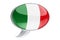 Speech balloon with Italian flag, 3D rendering