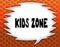 Speech balloon with KIDS ZONE text. Flowery wallpaper background.