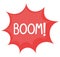 speech bubble with boom lettering