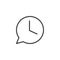 Speech bubble clock outline icon