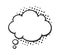 Speech bubble cloud shape with dots rays in pop art style. Comic style dialog balloon template. Hand Drawn vector illustration