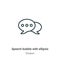 Speech bubble with ellipsis outline vector icon. Thin line black speech bubble with ellipsis icon, flat vector simple element