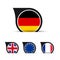 Speech Bubble Flags - Germany, England, Europe And France - Vector Illustration - Isolated On White Background With Shadow