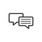 Speech bubble flat vector icon. Discussion dialog logo illustration. Business pictogram concept.