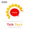 Speech bubble and gear icon. Technical message vector illustration isolated on white background