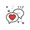 Speech bubble with heart line icon. Conversation chat dialog message. Happy Valentine day sign and symbol. Love couple