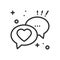 Speech bubble with heart line icon. Conversation chat dialog message. Happy Valentine day sign and symbol. Love couple
