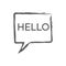 Speech bubble Icon Vector with text HELLO. Simple flat symbol. Illustration pictogram