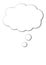 Speech bubble in shape of cloud for text. Message symbols, thought, icon on white background. Black and white