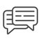 Speech bubble, text, dialogue line icon, communication concept, interaction vector sign on white background, outline