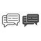 Speech bubble, text, dialogue line and solid icon, communication concept, interaction vector sign on white background