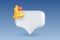 Speech bubble and yellow bell with notification counter. Notification icon. Social media or instant messenger reminder concept