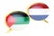 Speech bubbles, Arabian-Dutch translation concept. 3D rendering