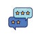 Speech bubbles with customer feedback. Vector filled outline icon with chat balloons and stars. Business service testimonial, rate