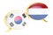 Speech bubbles, Dutch-Korean translation concept. 3D rendering