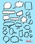 Speech Bubbles Hand Drawn Vector Set Blue