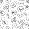 Speech bubbles with internet chat words hand drawn vector seamless pattern