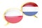 Speech bubbles, Polish-Dutch translation concept. 3D rendering