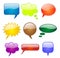 Speech bubbles in various shapes and colors