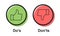 Speech icon vector bubble Dos and Don`ts or like/unlike symbols, flat simple logotype graphic design