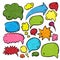 Speech or thought bubbles of different shapes and sizes. Hand drawn cartoon doodle vector illustration