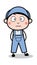 Speechless Expression - Retro Repairman Cartoon Worker Vector Illustration