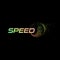 Speed abstract logo. Automotive digital technology of auto wheel. Car tire abstract isolated logotype on black