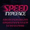 Speed alphabet font. Fast wind effect modern type letters and numbers on a polygonal background.
