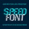 Speed alphabet font. Fast wind effect oblique type letters and numbers.