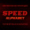Speed alphabet font. Oblique dynamic letters and numbers.