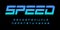 Speed alphabet. Geometric cropped font, dynamic type for modern sport and futuristic logo, headline, monogram, lettering