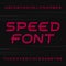 Speed alphabet vector font. Oblique letters and numbers.