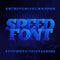 Speed alphabet vector font. Oblique slab serif letters and numbers.