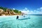 Speed boat on the beach of Coco Island