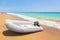 Speed boat on the beach on Turkish Riviera near Side