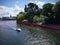 Speed boat on canal