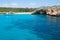 Speed boat in a quiet bay, Majorca, Spain